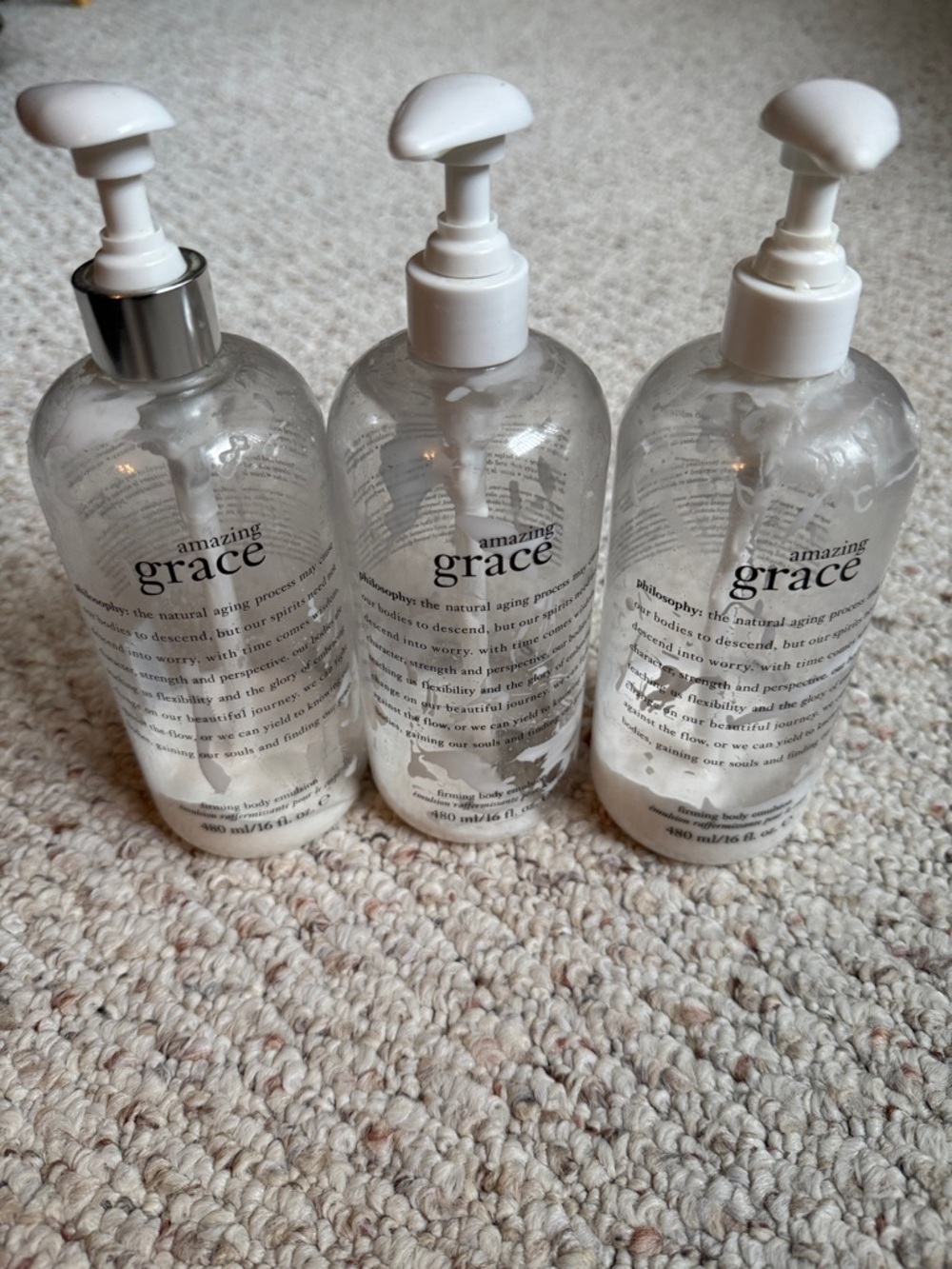 Philosophy Amazing Grace lotion Bottles - Pumps (3) almost empty
